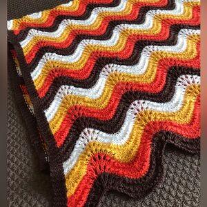 Classic Retro 70s Throw Orange Brown